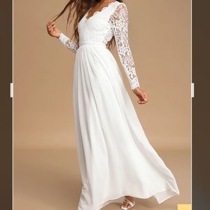 Awaken My Love White Long Sleeve Lace Maxi Dress Lulu’s